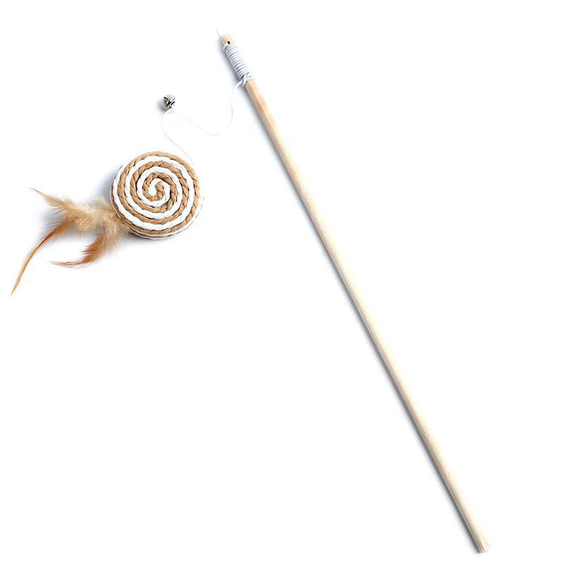 Canne à Plumes en Bois – Jouet Interactif & Éveil pour Chat